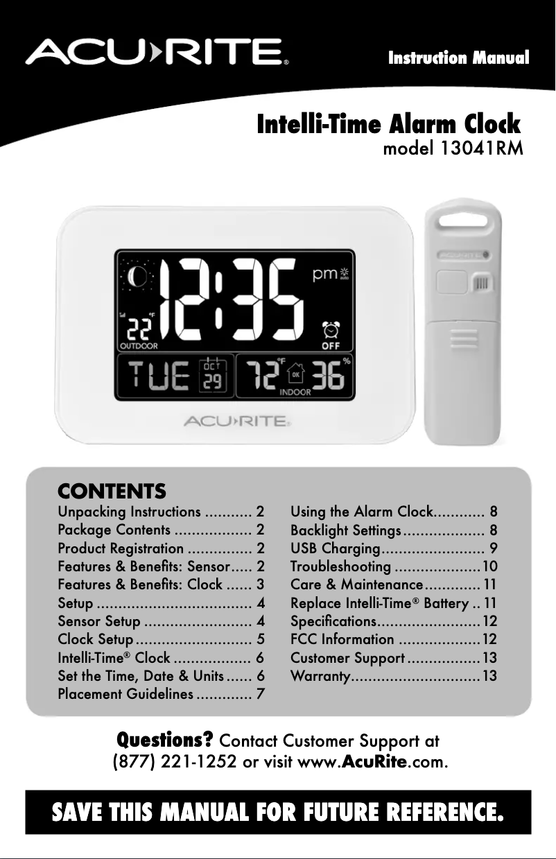 Page 1 de la notice Manuel utilisateur AcuRite 13041RM
