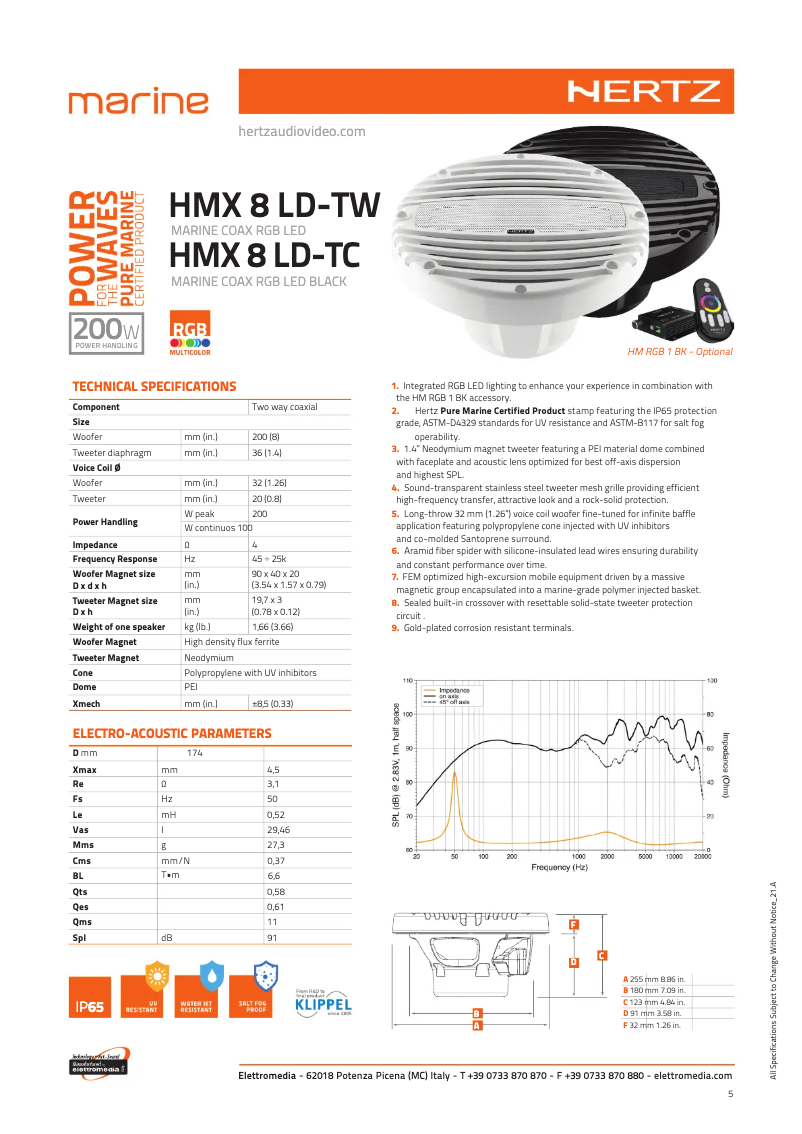 Image de la première page du manuel de l'appareil Marine HMX 8 S-LD-SW