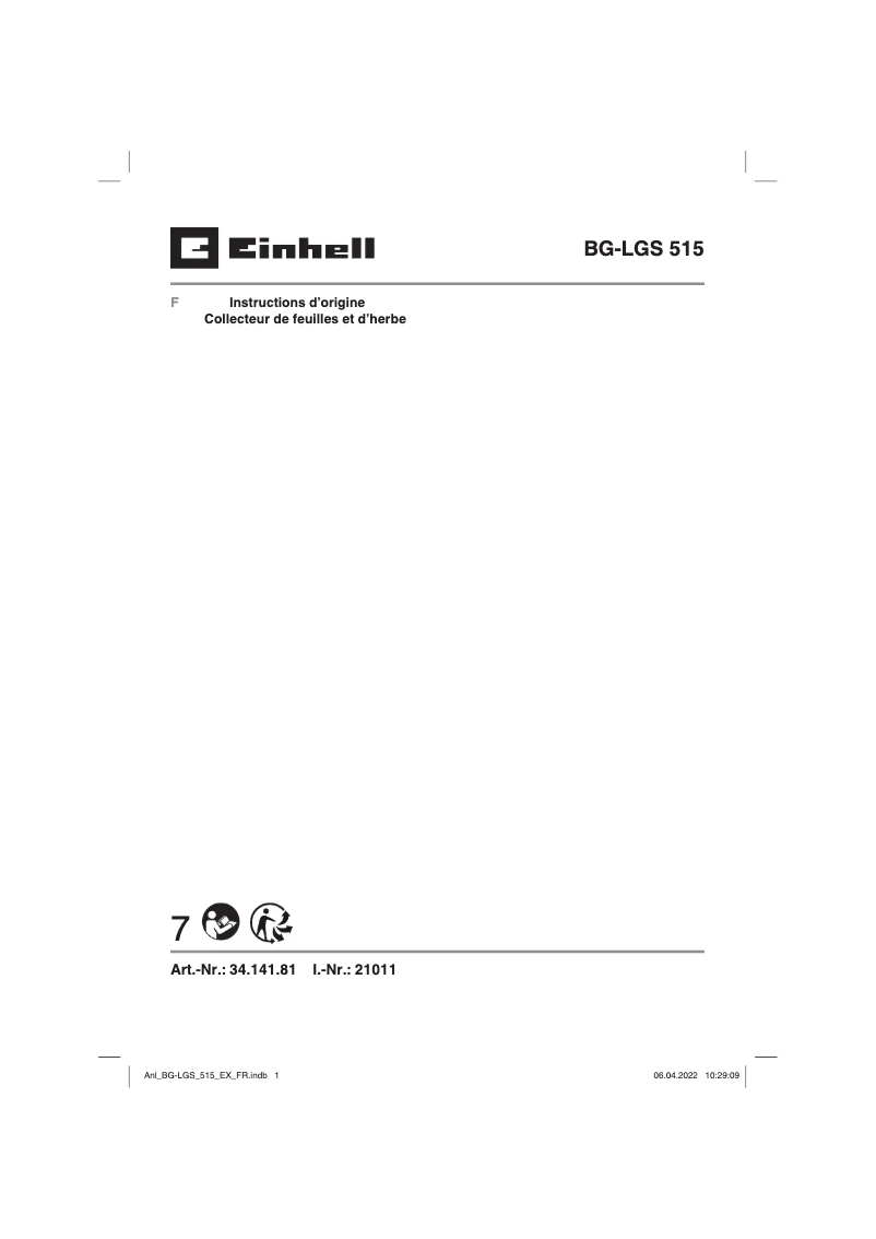 Page 1 de la notice Manuel utilisateur Einhell BG-LGS 515
