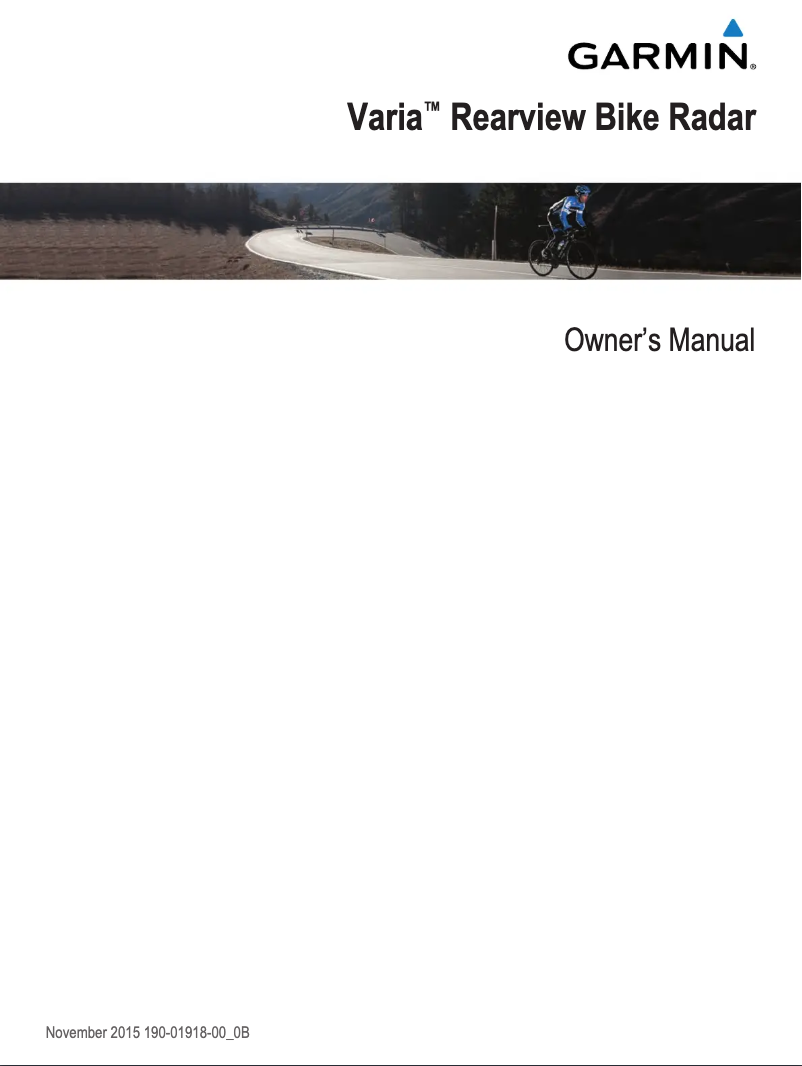 Image de la première page du manuel de l'appareil Varia Rearview Radar