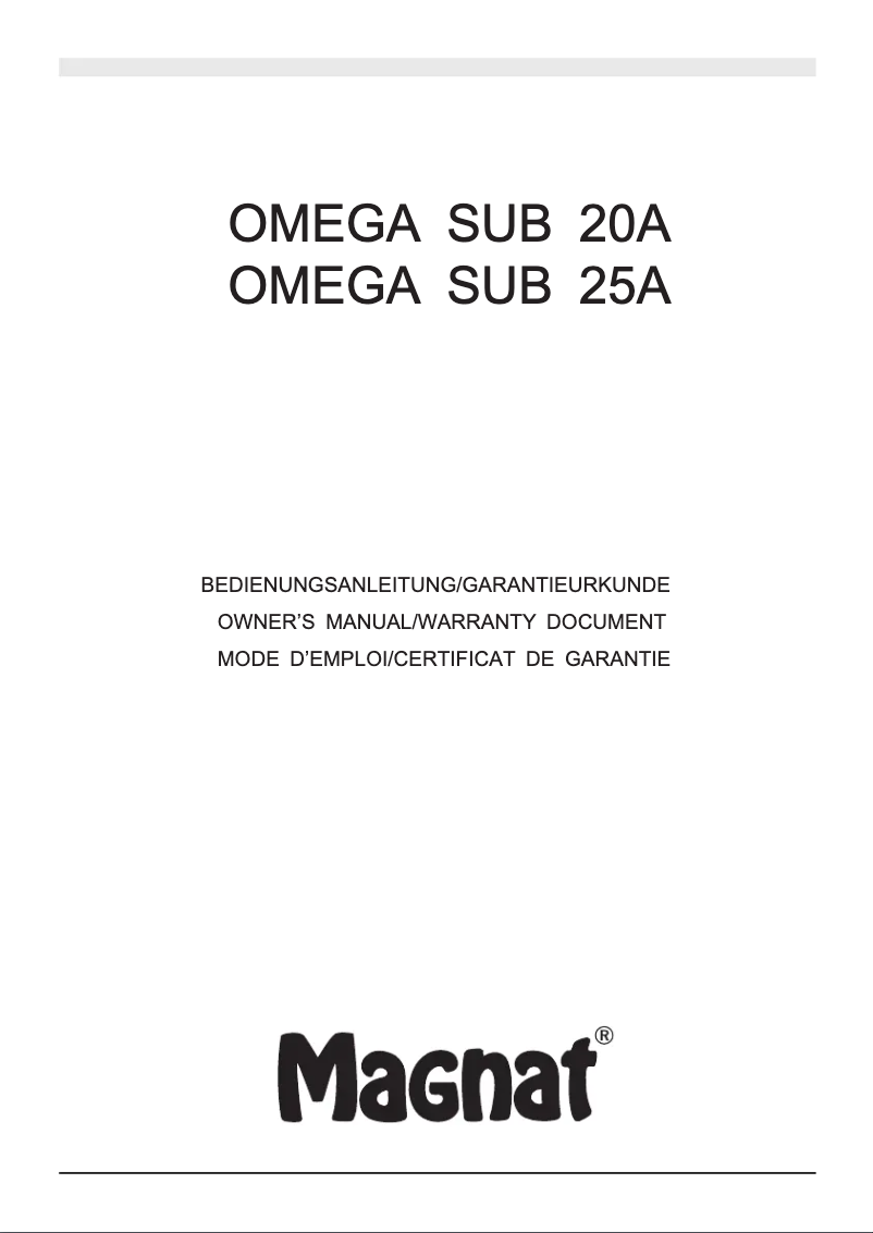 Image de la première page du manuel de l'appareil Omega SUB 20A