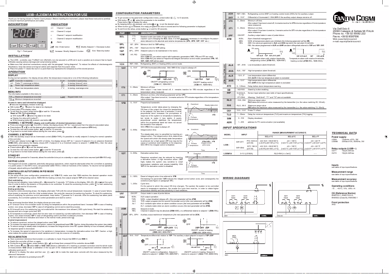 Page n°1 - Manuel utilisateur Fantini Cosmi L23EM1A