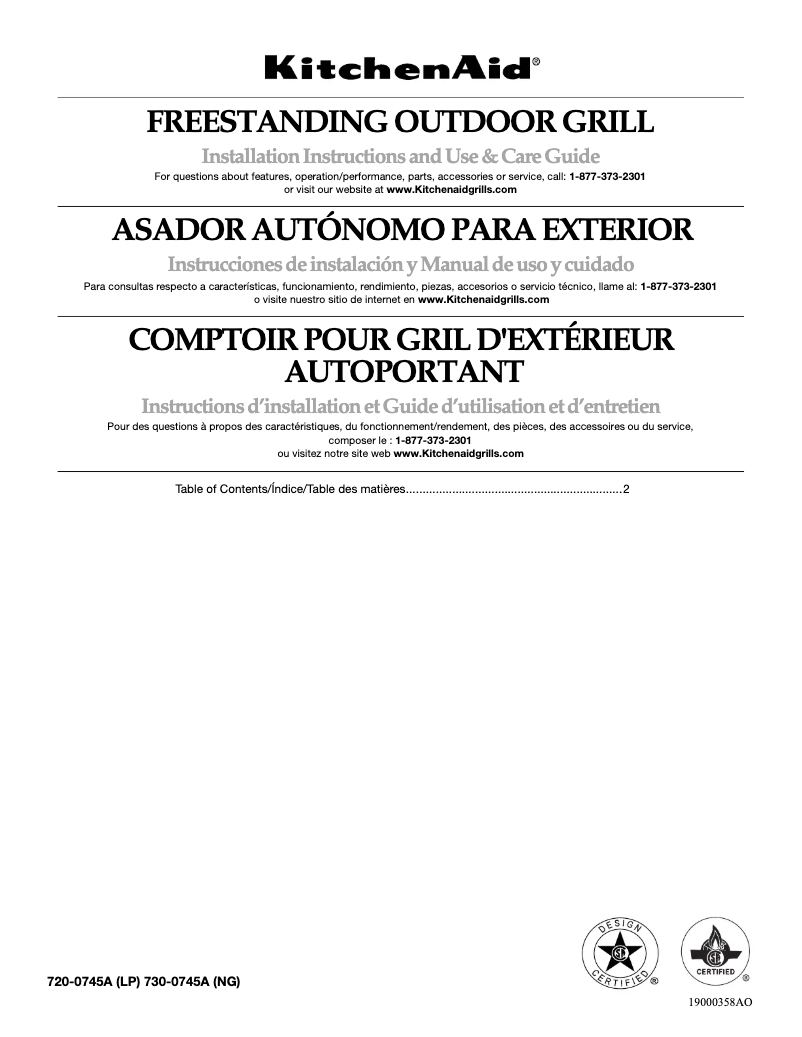 Page 1 de la notice Manuel utilisateur KitchenAid 730-0745A