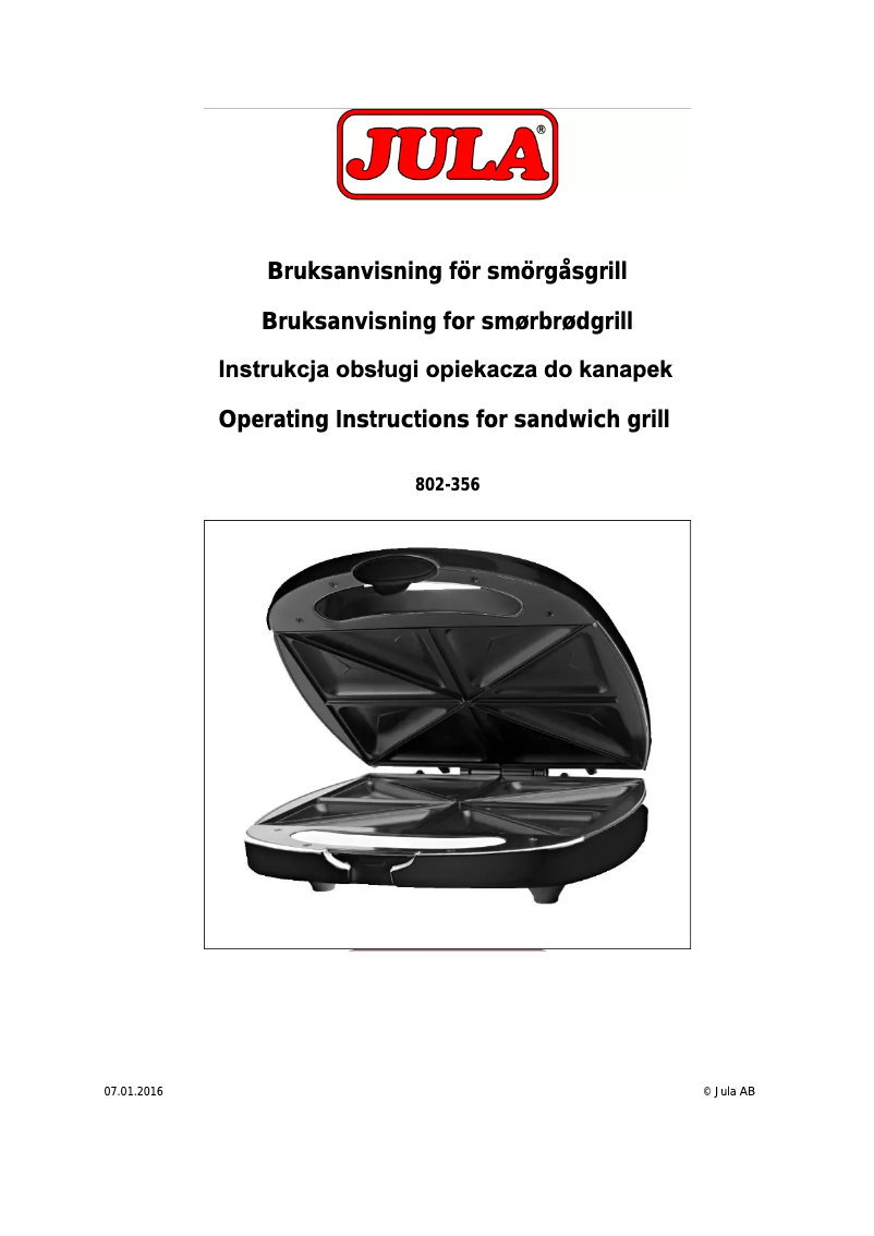 Imagen de la primera página del manual del dispositivo 802-356