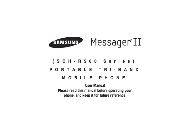 Page n°1 - Manuel utilisateur Samsung Messager II R560