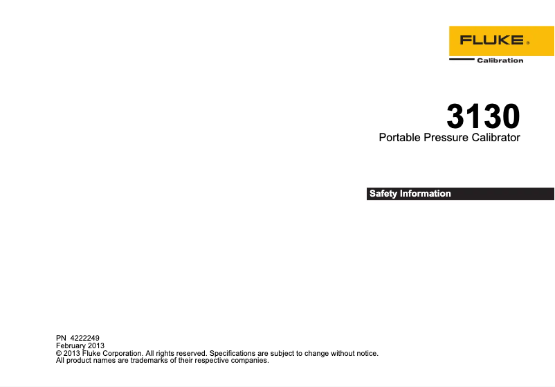 Page 1 de la notice Instructions de sécurité Fluke 3130