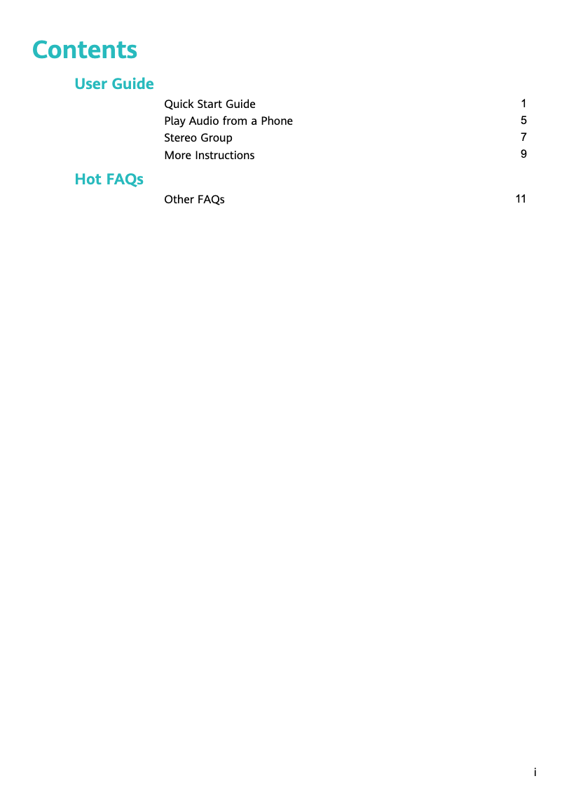 Page 1 of the manual User Manual Huawei Sound Joy