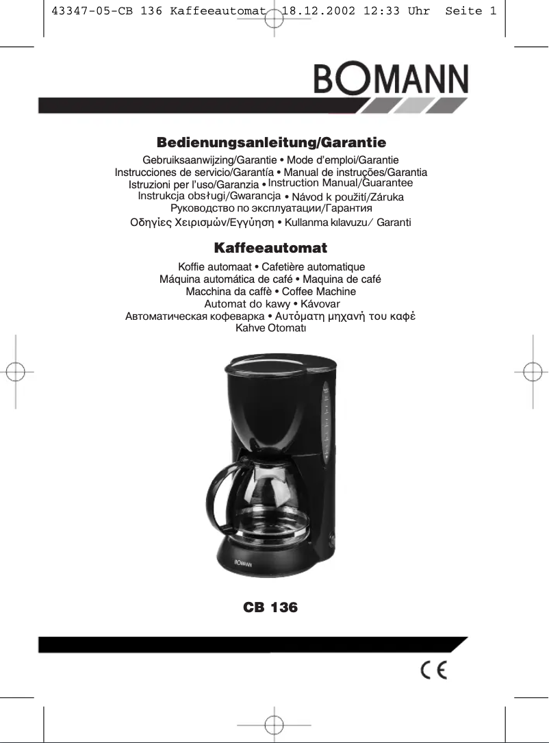 Page 1 de la notice Manuel utilisateur Bomann CB 136