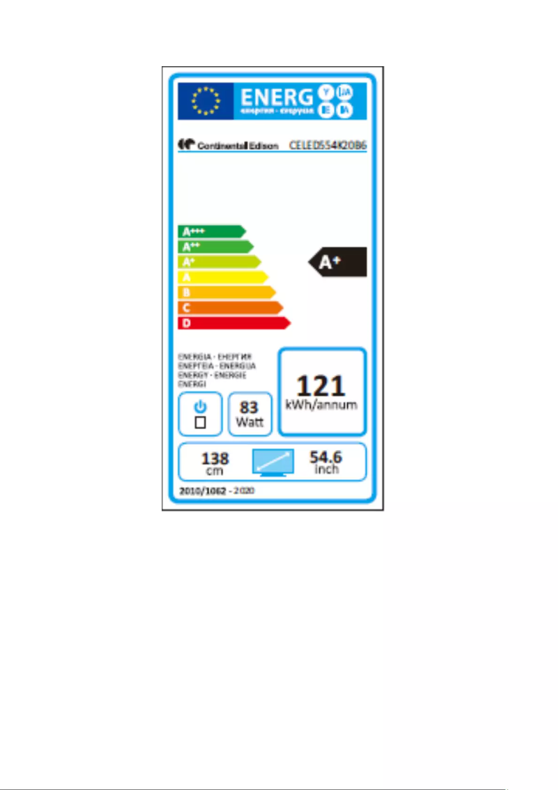 Page 1 de la notice Manuel utilisateur Continental Edison CELED554K20B6