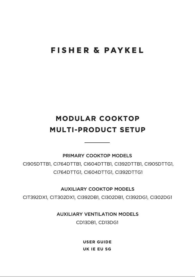 Page n°1 - Guide d'installation Fisher & Paykel CI392DTTB1