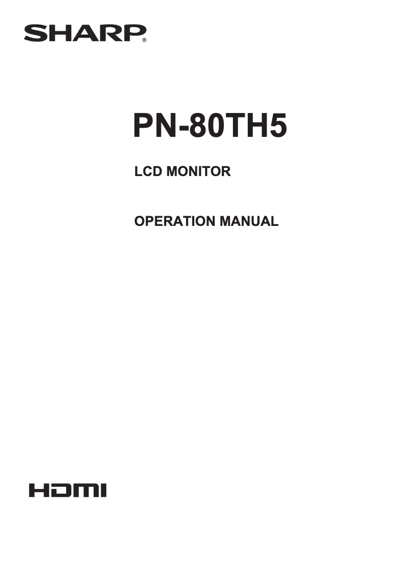 Page 1 de la notice Manuel utilisateur Sharp PN-80TH5