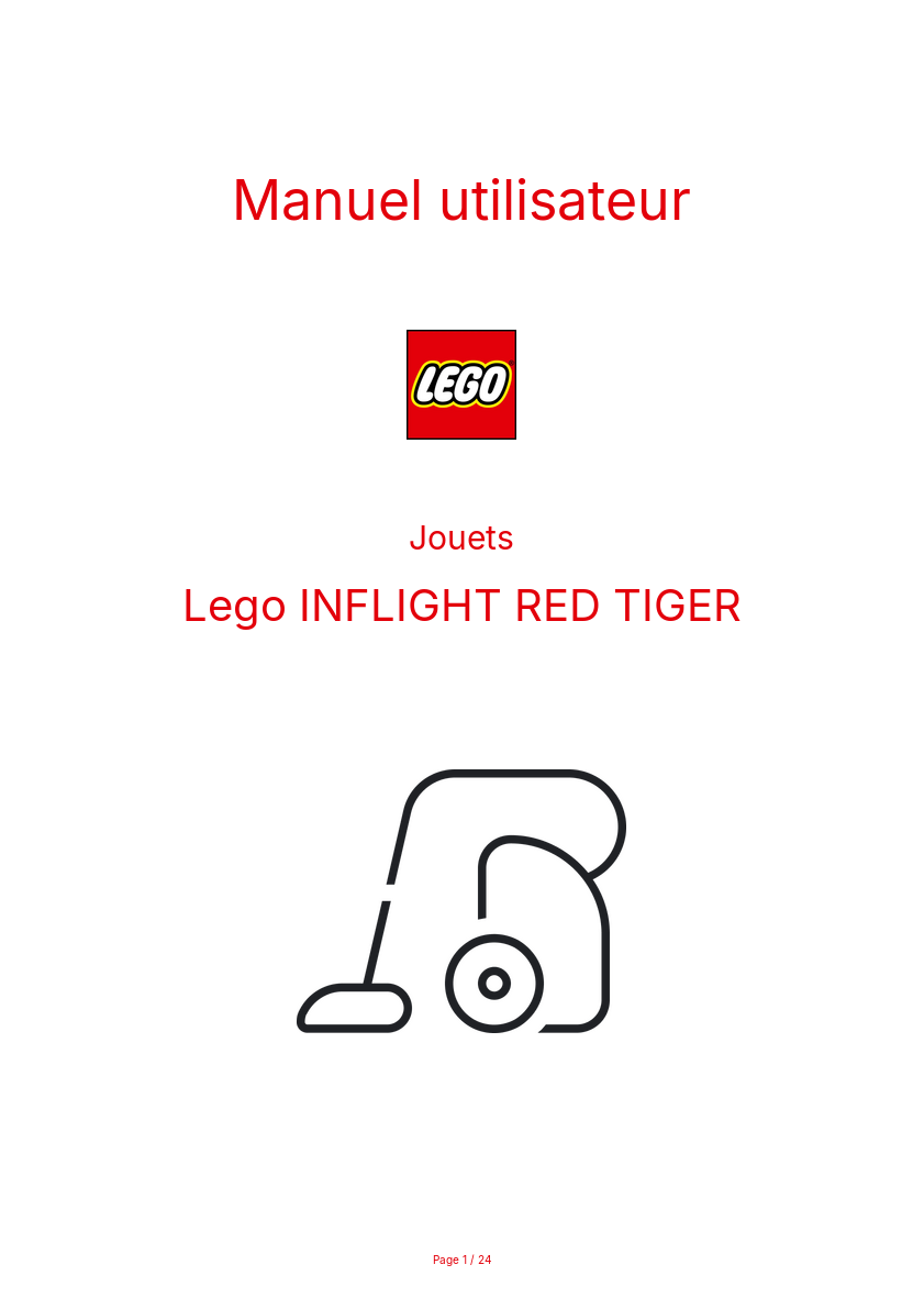 Page n°1 - Manuel utilisateur Lego INFLIGHT RED TIGER