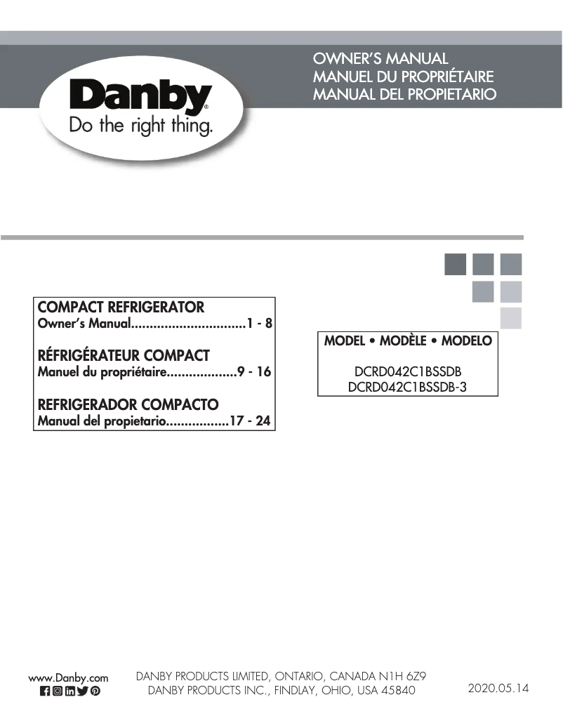 Page n°1 - Manuel utilisateur Danby DCRD042C1BSSDB