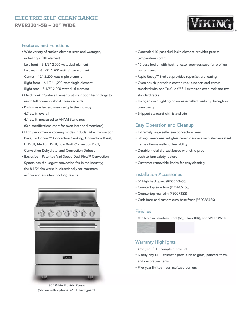 First page image of the manual for RVER33015BWH