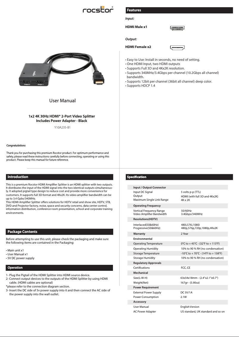 Imagen de la primera página del manual del dispositivo Y10A235-B1