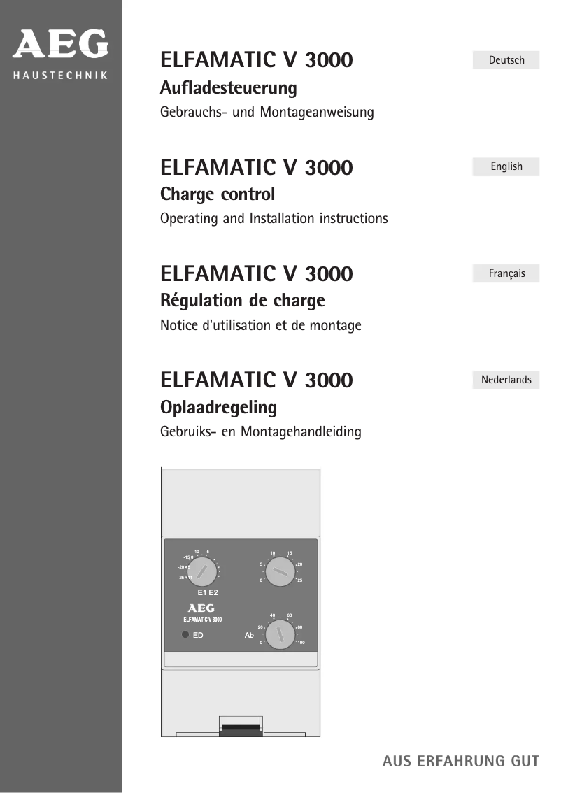 Page n°1 - Manuel utilisateur AEG Elfamatic V 3000