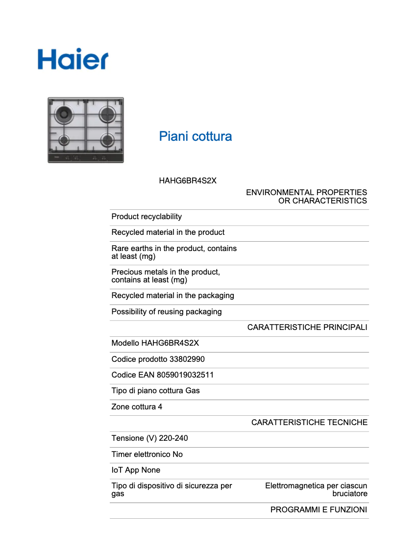 Page 1 de la notice Label énergétique Haier HAHG6BR4S2X