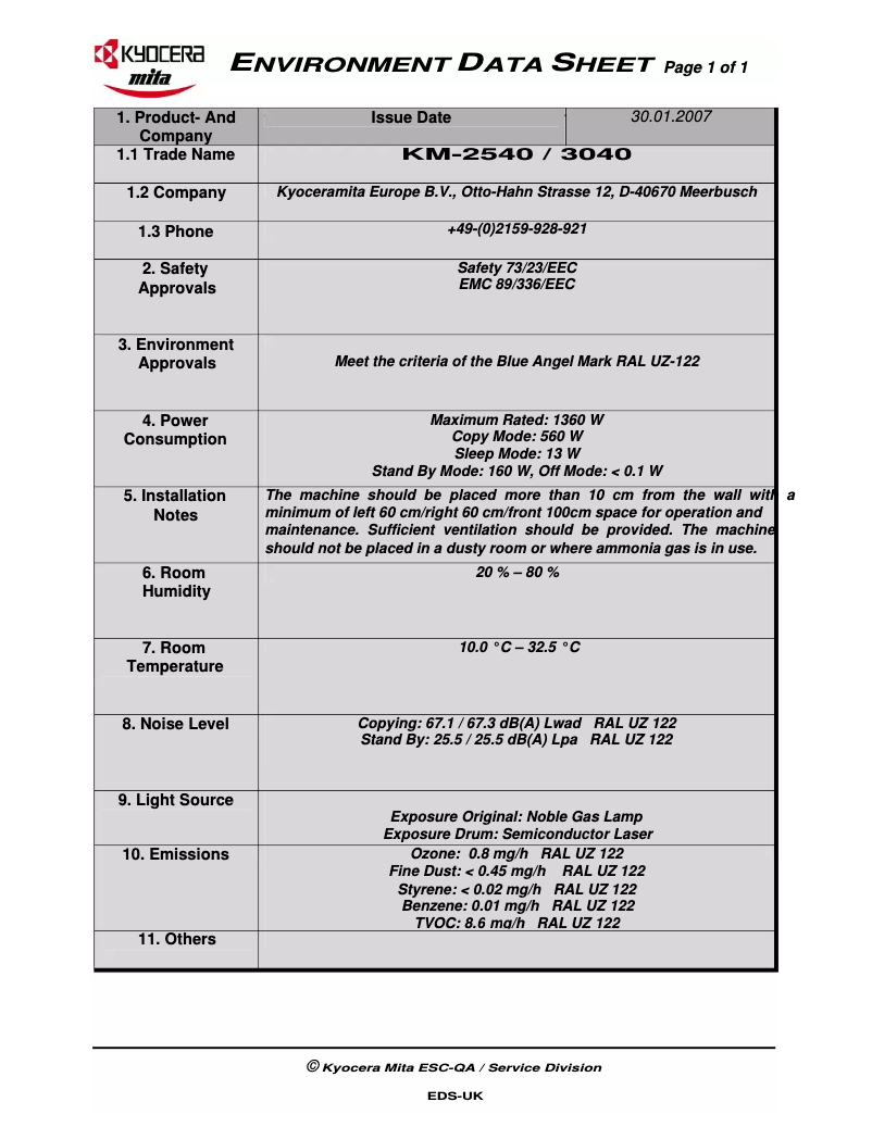 Image de la première page du manuel de l'appareil KM-3040