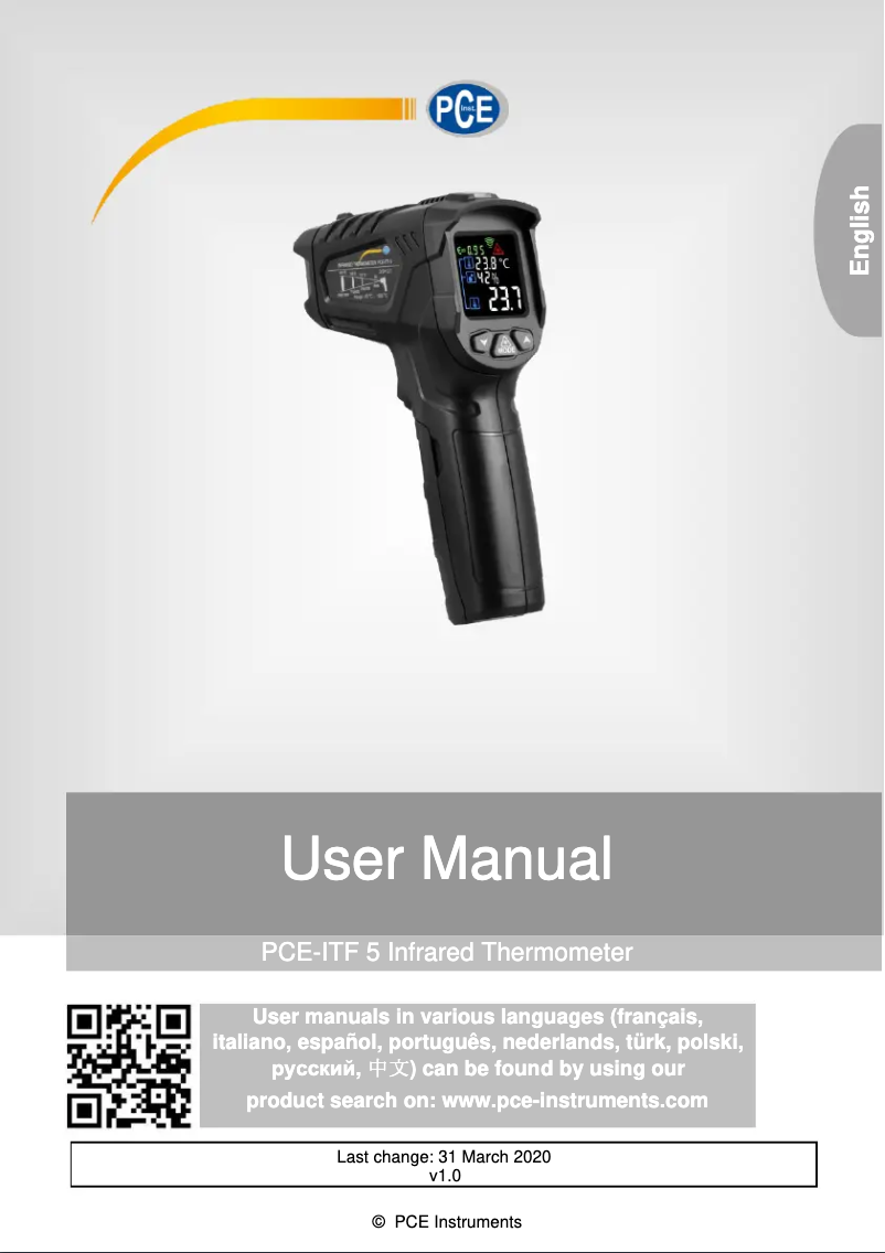 Image de la première page du manuel de l'appareil PCE-ITF 5