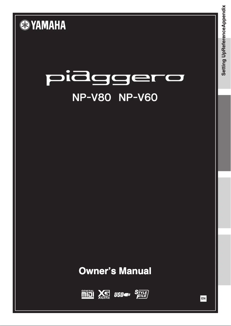 Page 1 de la notice Manuel utilisateur Yamaha Piaggera NP-V80