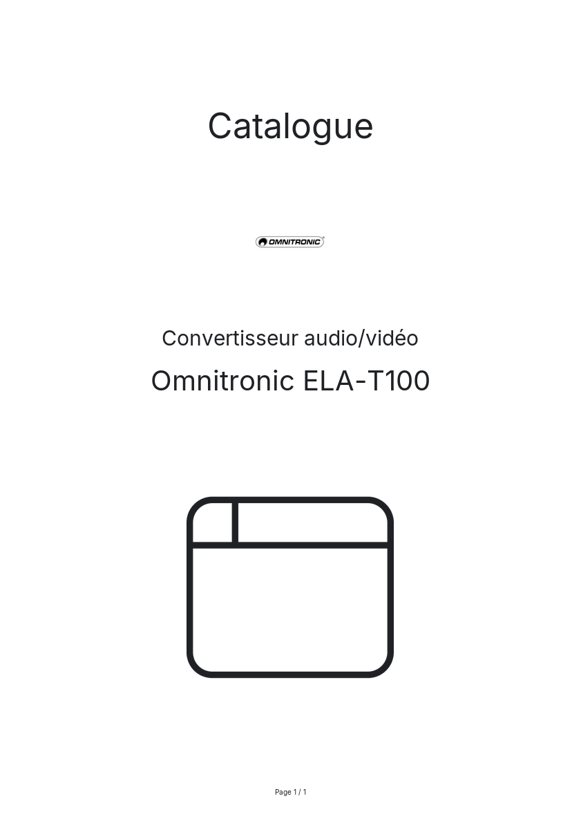 Page n°1 - Catalogue Omnitronic ELA-T100