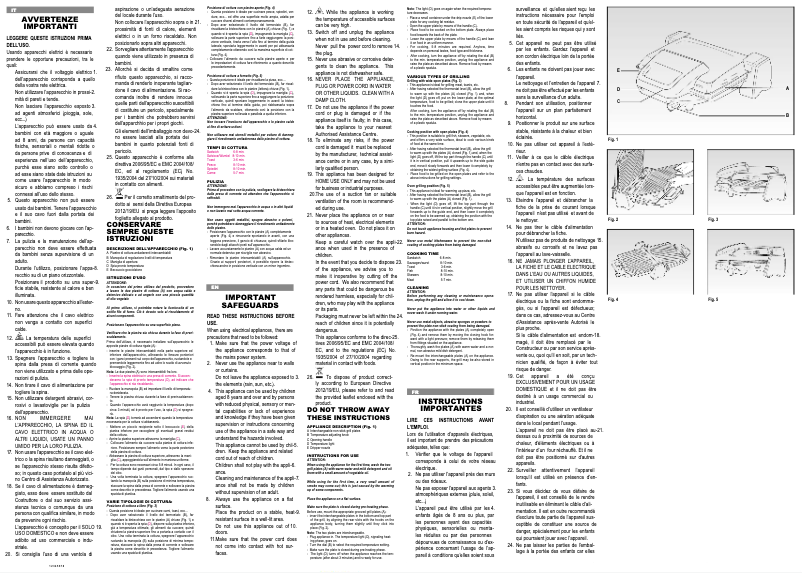 Page 1 de la notice Manuel utilisateur Ariete La Grigliata 1914