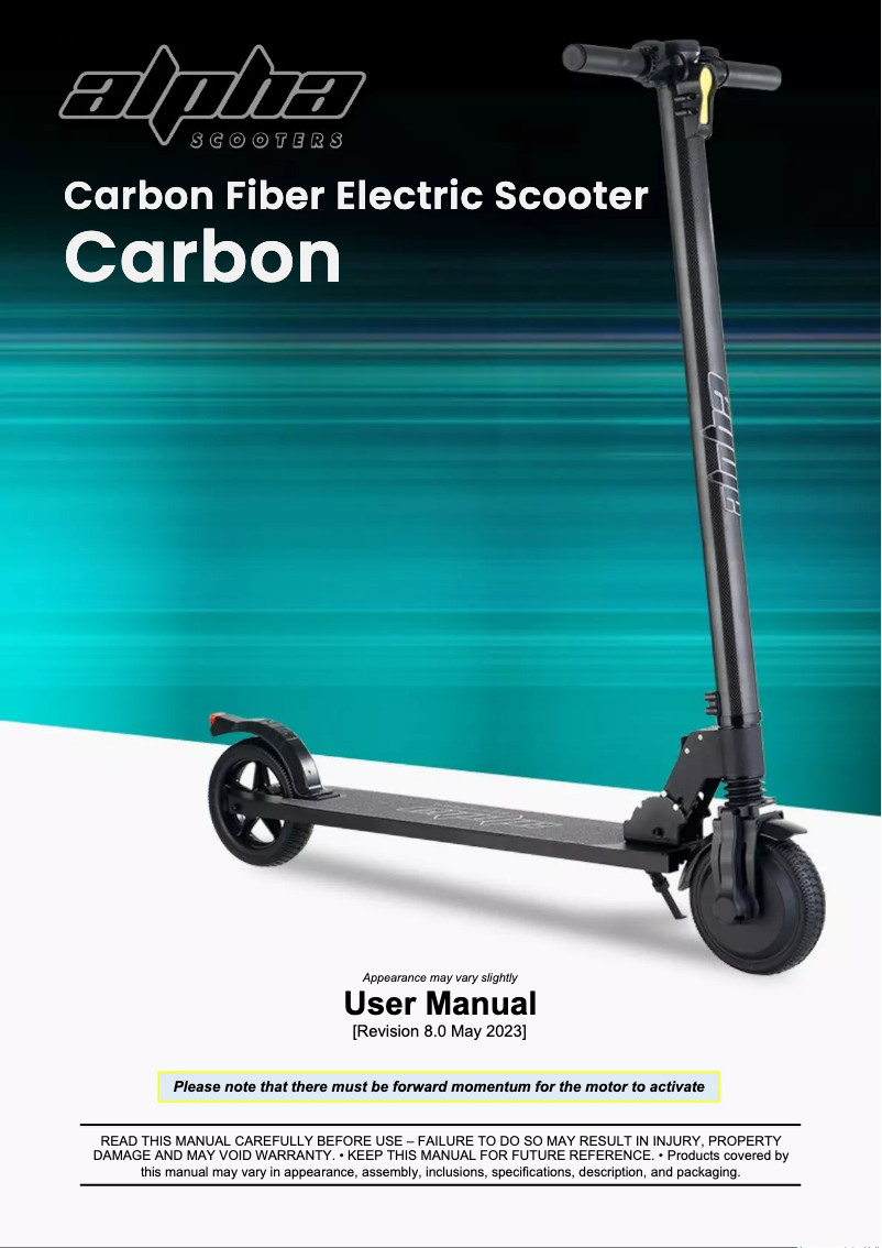 Page 1 de la notice Manuel utilisateur Alpha Carbon X