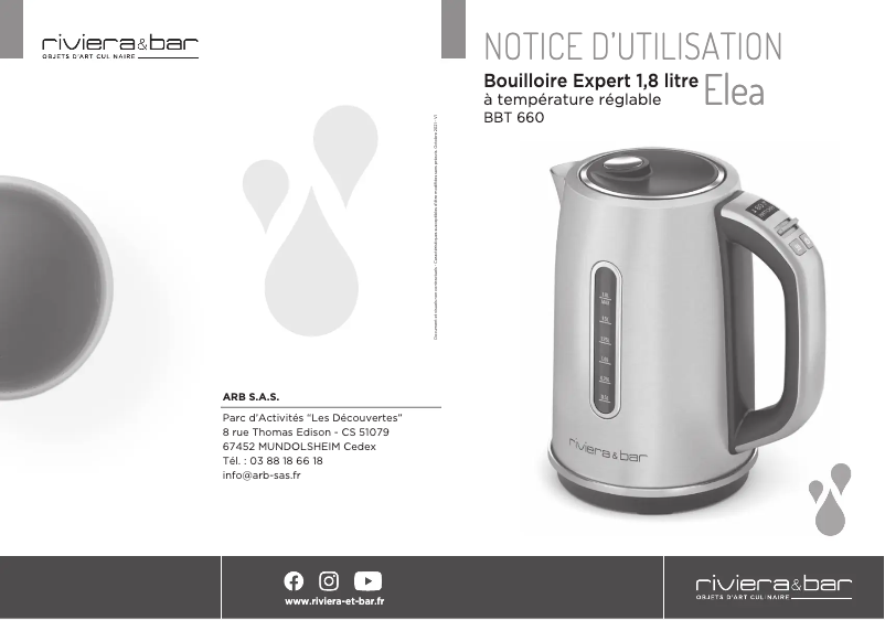 Page 1 de la notice Manuel utilisateur Riviera & Bar Elea BBT 660