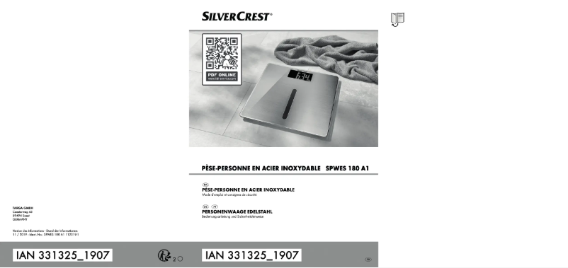 Page n°1 - Manuel utilisateur SilverCrest SPWES 180 A1