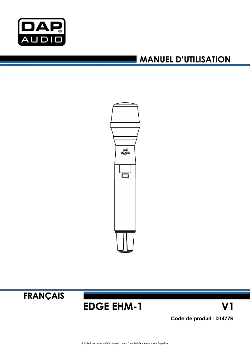 Page n°1 - Manuel utilisateur DAP-Audio EDGE EHM-1