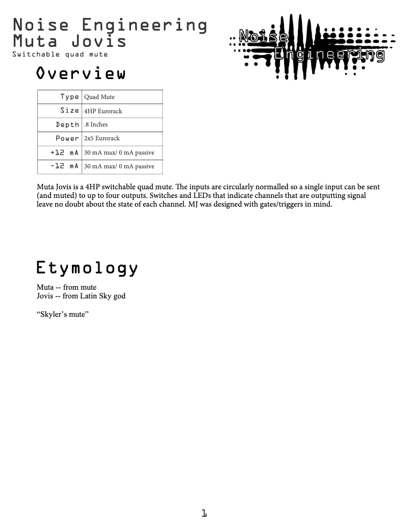 Image de la première page du manuel de l'appareil Muta Jovis