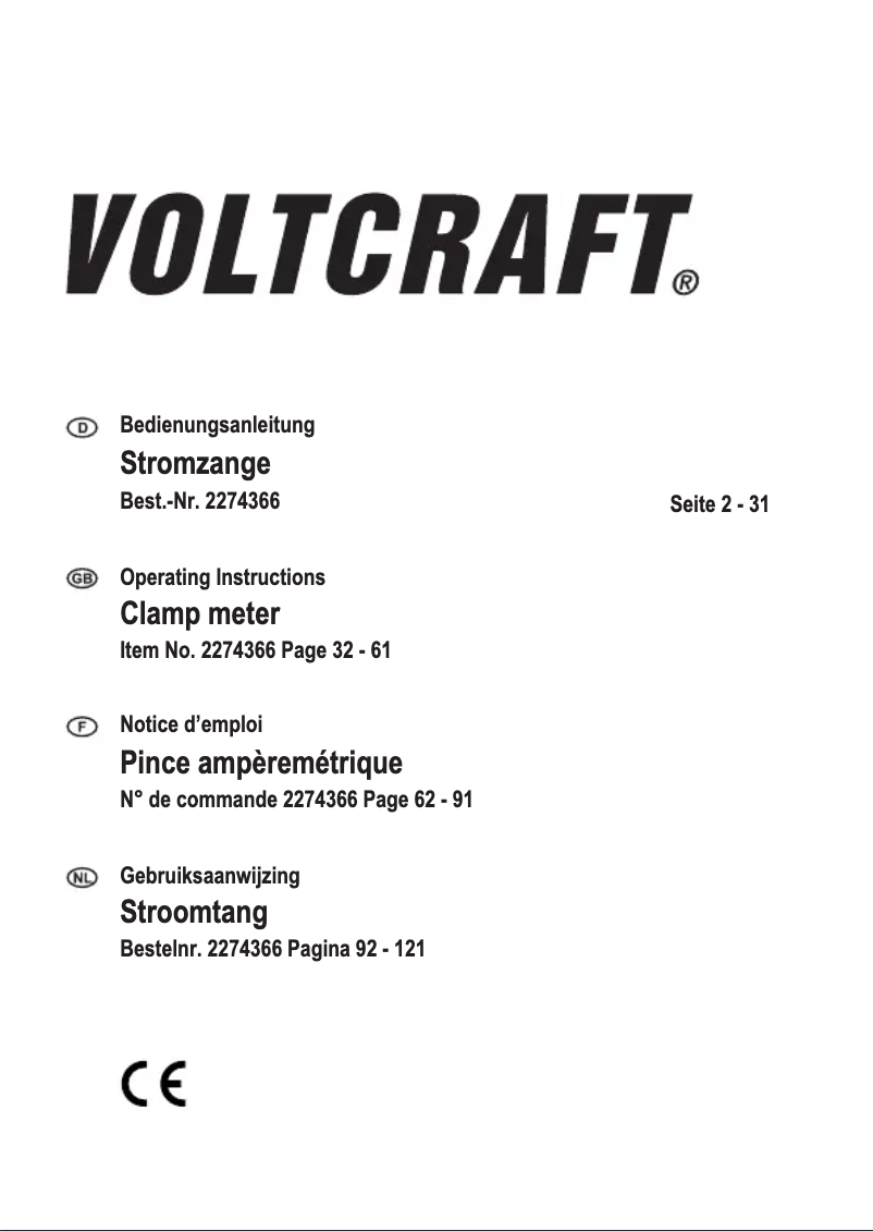 Page n°1 - Manuel utilisateur Voltcraft VC-1113