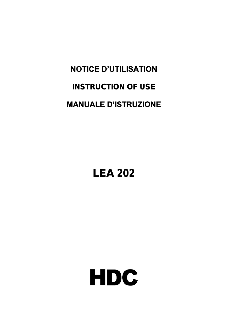Page n°1 - Manuel utilisateur HDC LEA202