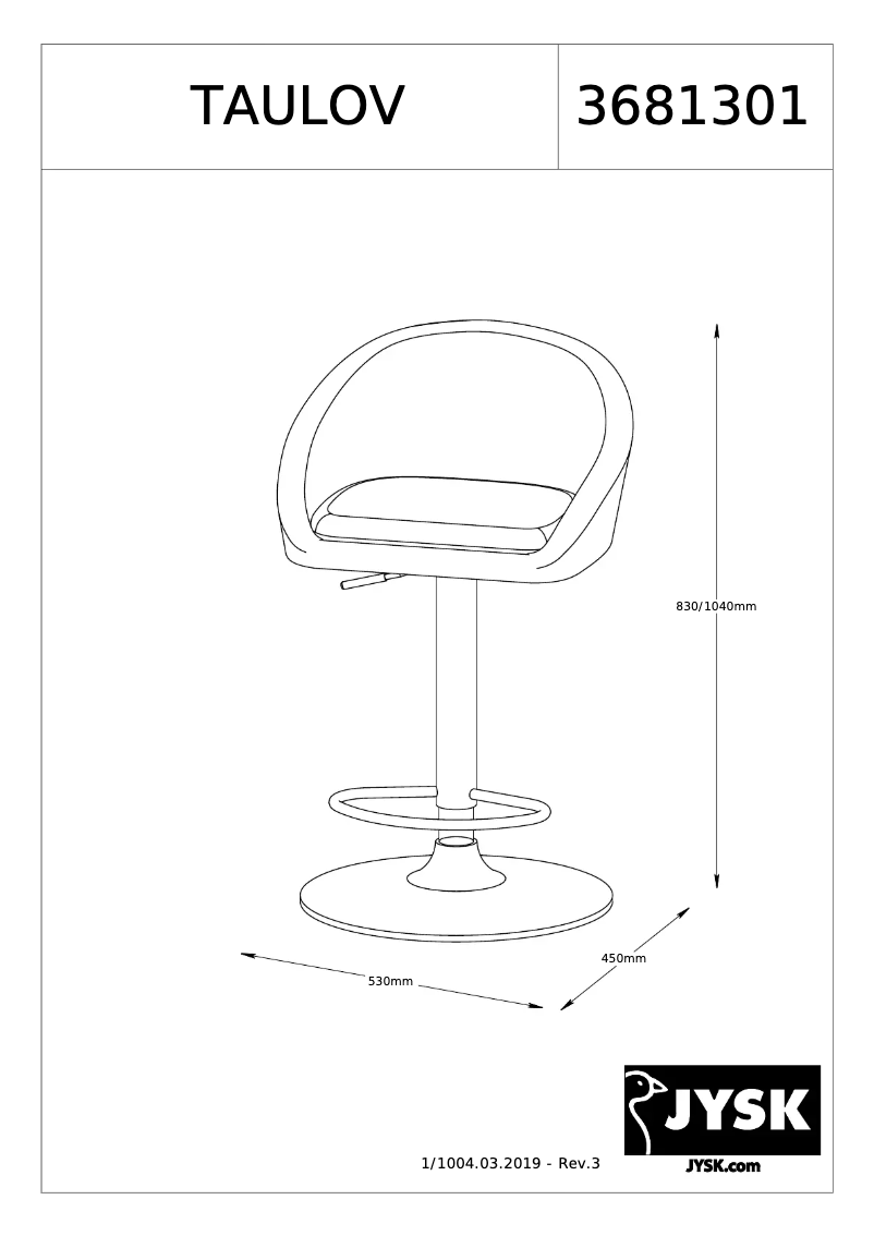 Page 1 de la notice Manuel utilisateur JYSK Taulov