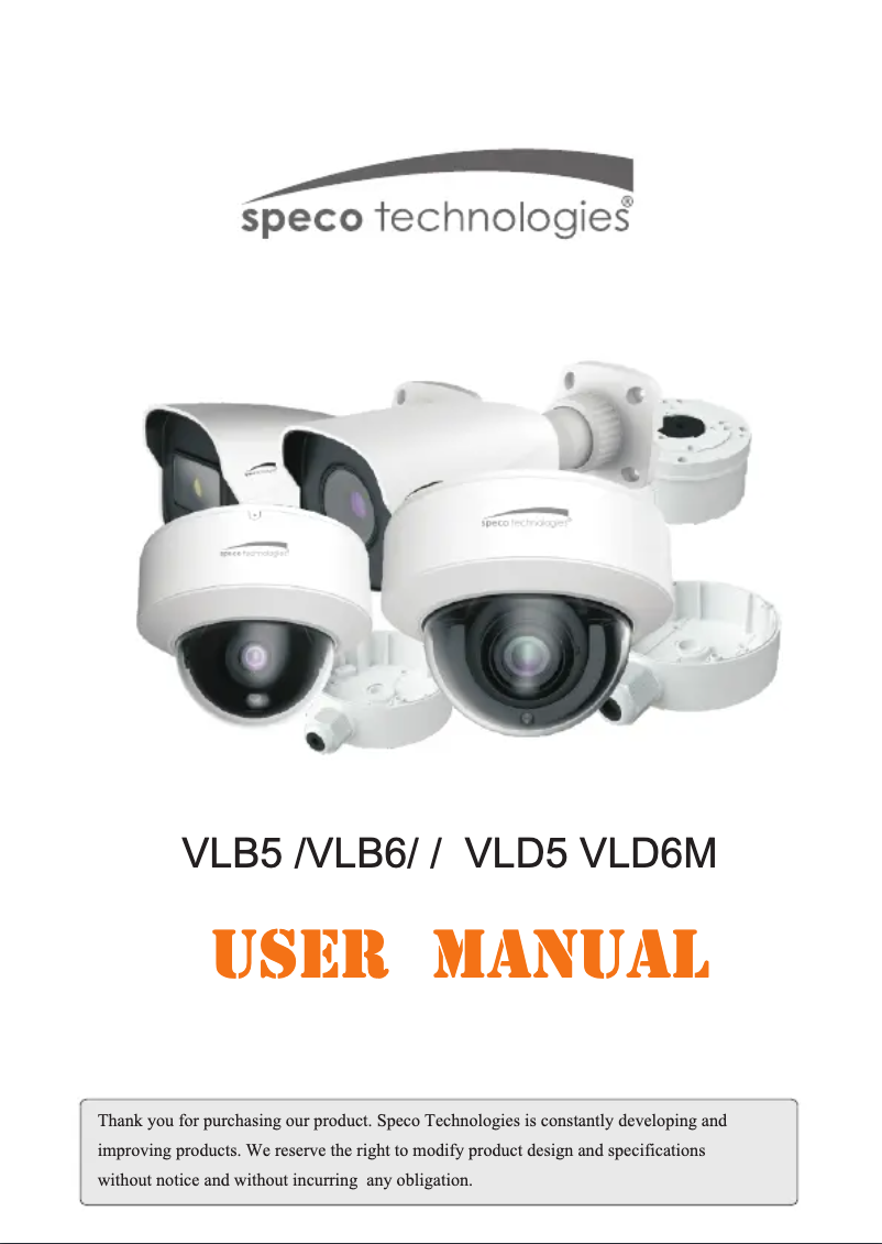 Page 1 de la notice Manuel utilisateur Speco Technologies VLD6M