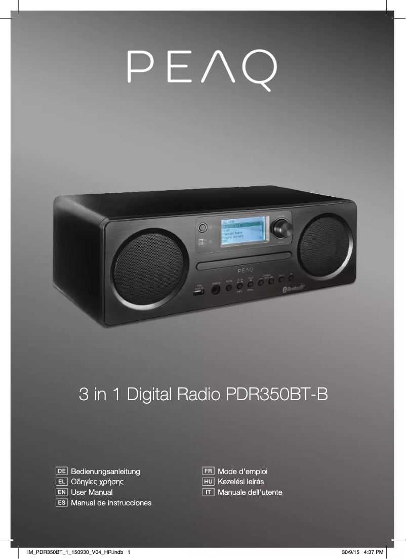 Page 1 de la notice Manuel utilisateur PEAQ PDR350BT-B