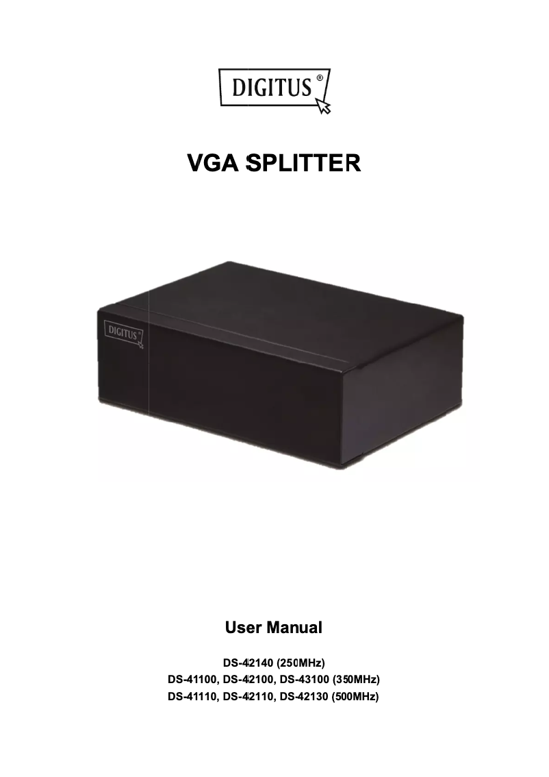 Page 1 de la notice Manuel utilisateur Digitus DS-42140