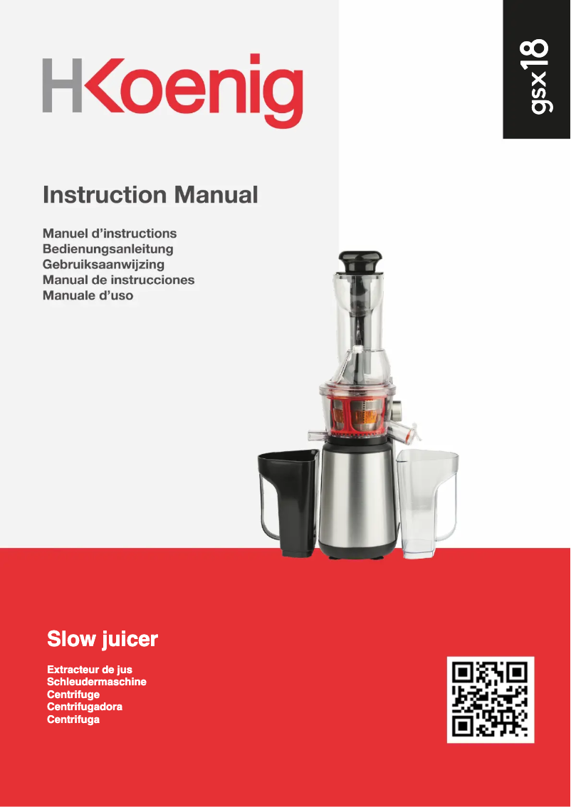 Page 1 de la notice Manuel utilisateur H.Koenig GSX18