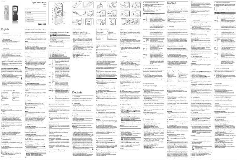 Image de la première page du manuel de l'appareil Digital Voice Tracer LFH0667