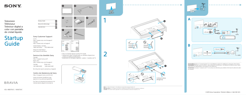 Page 1 de la notice Guide d'installation Sony KDL-48W700C