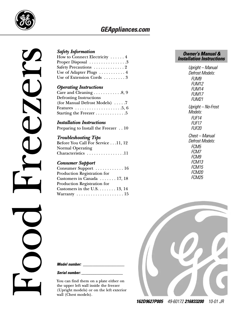 Page n°1 - Guide d'installation GE FCM20DMWH