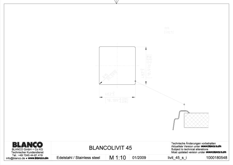 Page 1 de la notice Manuel utilisateur BLANCO LIVIT 45