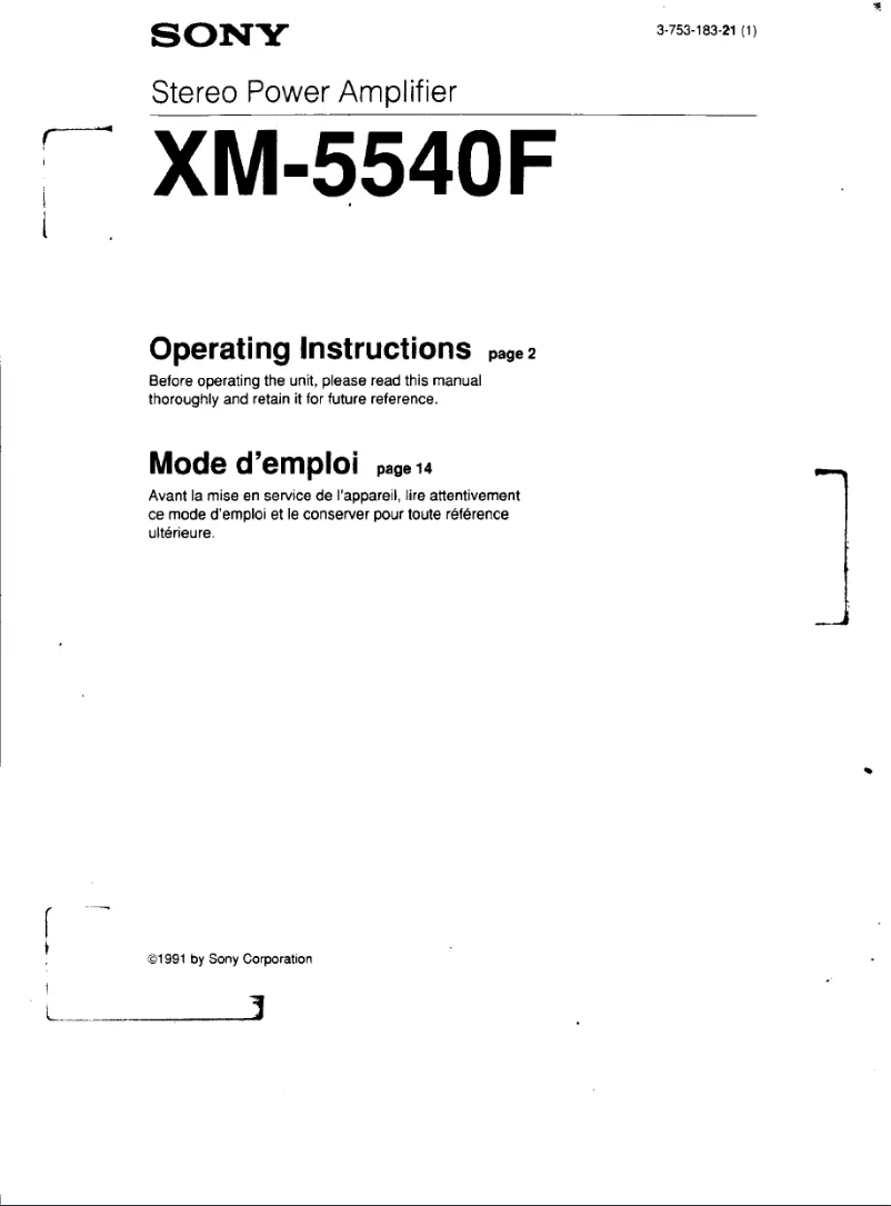Image de la première page du manuel de l'appareil XM-5540F