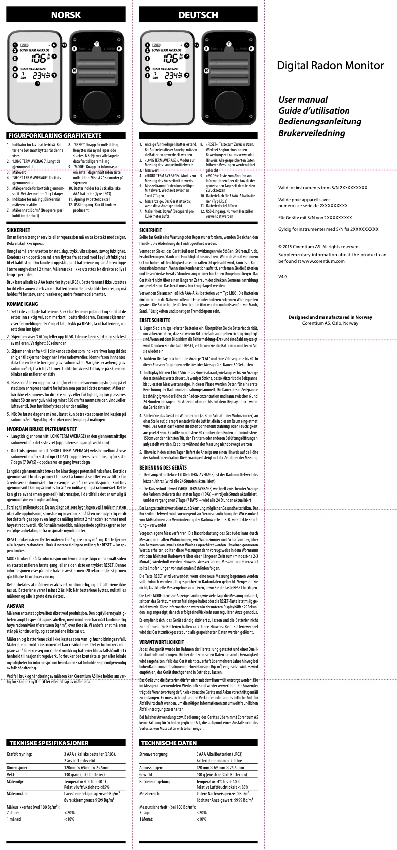 Page n°1 - Manuel utilisateur Corentium Canary