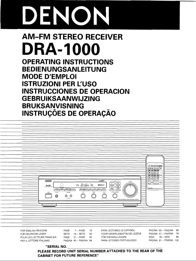Página 1 del manual Manual de usuario Denon DRA-1000