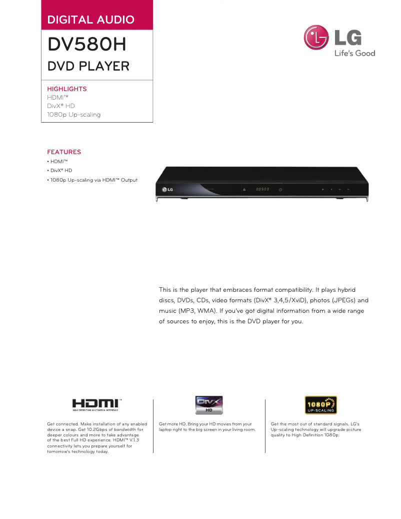 Page n°1 - Fiche technique LG DV480H