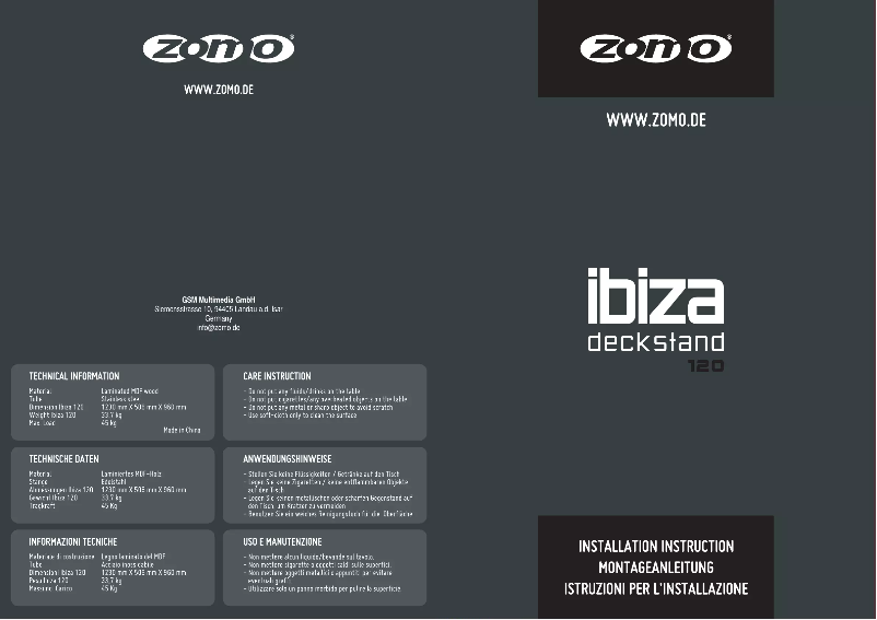 Image de la première page du manuel de l'appareil Ibiza 120