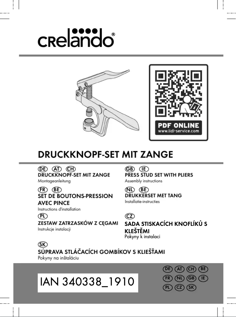 Page n°1 - Manuel utilisateur Crelando IAN 340338