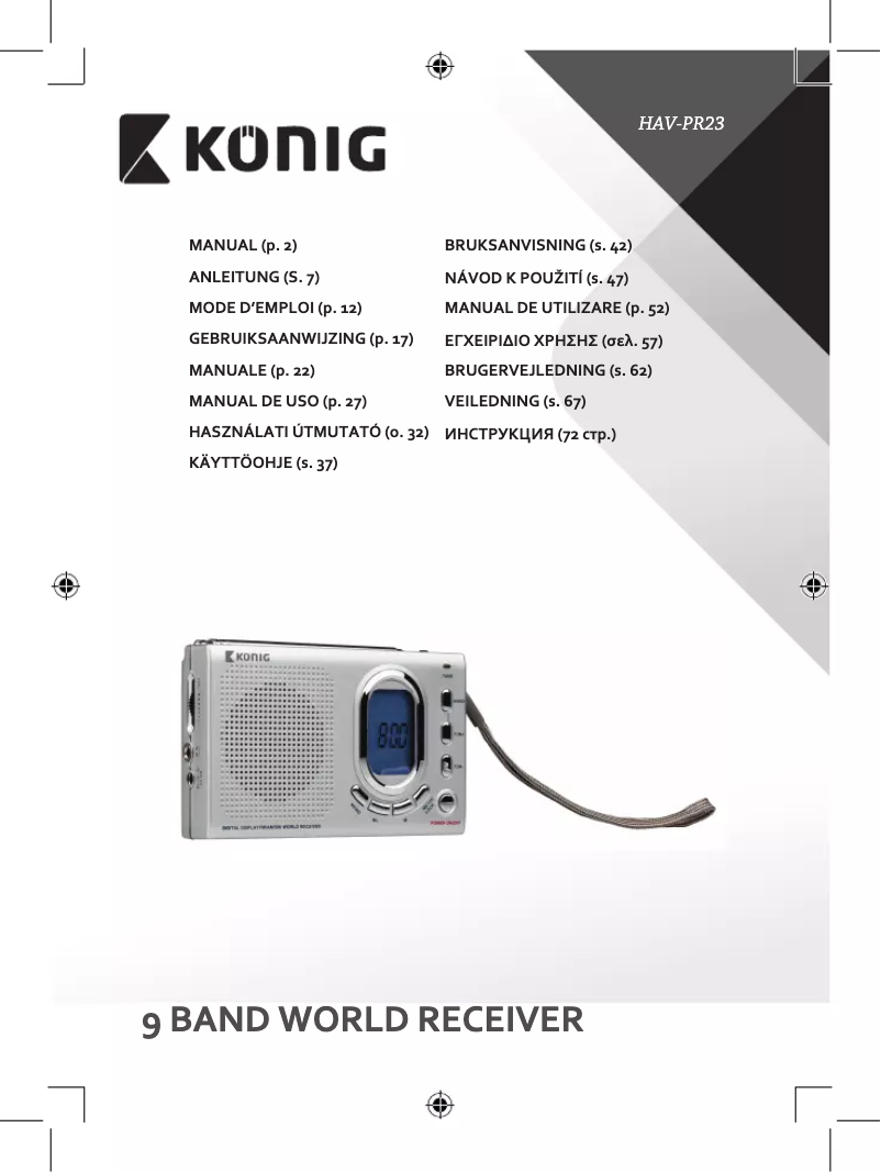 Image de la première page du manuel de l'appareil HAV-PR23