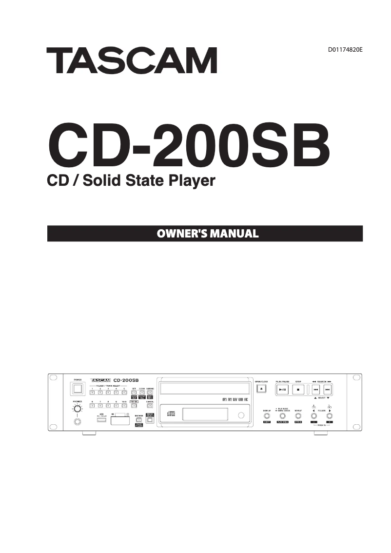 Page 1 de la notice Manuel utilisateur Tascam CD-200SB